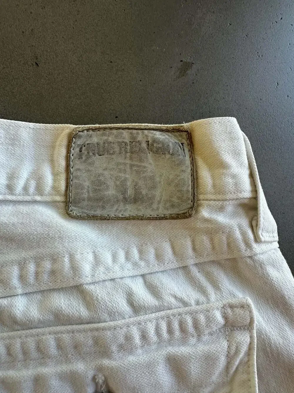 Vintage True Religion Ricky Relaxed Straight Leg White Jeans, Size 36